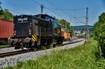 203 124-3 als Locon 218 ist auf dem Weg in Richtung Flieden unterwegs abgelichtet in Rieneck am 07.06.16.