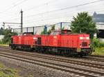 Lok  21  203 113-6 (NVR: 92 80 1203 113-6 D-WFL) und Lok  22  203 114-4 (NVR: 92 80 1203 114-4 D-WFL) am 29.07.2016 Porta Westfalica LZ in Richtung Minden passierend...Weitere Bilder zum Thema