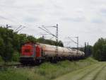 Am 17.6.14 hing V160.2 alias 203 014 der LaS (Logistik auf Schienen, Duisburg) am Ende eines von der IGE 185 406 geführten Güterzuges.