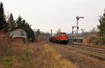 203 405 und 203 383 (SWT) zu sehen am 19.02.18 mit dem Stahlzug Könitz-Cheb/Cz in Pößneck oberer Bahnhof.