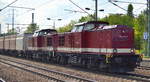 MTEG - Muldental-Eisenbahnverkehrsgesellschaft mbH mit der Doppeltraktion  204 271-1  [NVR-Nummer: 92 80 1203 226-6 D-MTEG] +   204 425-3  [NVR-Nummer: 92 80 1203 220-9 D-MTEG] mit Containerzug mit innofreight Containern (leer) für Holzhackschnitzel am 06.09.18 Durchfahrt Bf. Flughafen Berlin-Schönefeld.