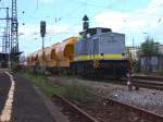 203 507-9 zieht am 16.06.07 den Josera-Zug Richtung Ulm, durchgefahren auf Gleis 3 des Aalener Bahnhofs.