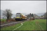 203 507 ist mit dem Josera unterwegs in Richtung Blaubeuren. Aufgenommen bei Oberkochen am 19.04.08.