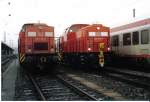 203 114 Bw Nrnberg und 203 118 Bw Regensburg eintrchtig nebeneinander in Nrnberg Hbf im Januar 2006