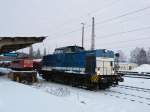 Am 4.1.10 legte die V100-SP-009 (ex DB 203-129) einen kurzen Stop in Elze ein. Nachdem der vorgefahrene Metronom den nchsten Streckenblock frei machte, fuhr sie Lz gen Sden auf dem Gegengleis weiter.