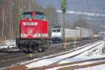 Nochmal ein Nachschuss auf Adam 12  Rex . Im Hintergrund rollt schon der sonntgliche TXL-Zug heran. Aufgenommen am 07.03.2010 in Eschwege West.