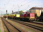 TLG 203-204 rangiert mit Bauzugwagen in Pforzheim Hbf.