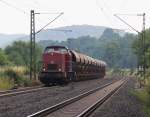 BBL Lok 20 mit Schotterwagen in Fahrtrichtung Norden. Aufgenommen am 09.07.2013 in Wehretal-Reichensachsen.