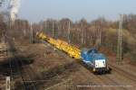 V 100-SP-006 (SLG SPITZKE LOGISTIK GmbH) mit einem Bauzug in Herne Holsterhausen, 16. Februar 2015