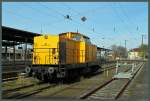 V 180.05 (203 161-5) der SGL steht am 12.04.2015 im Bahnhof Riesa und wartet auf neue Einsätze. 