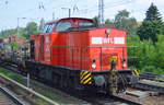 WFL Lok 25/92 80 1203 112-8 D-WFL nach Umsetzen mit einem Bauzug unter anderem mit Langschienen beladen Richtung Berlin Rummelsburg am 28.05.18 Berlin-Köpenick.