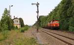 203 405 und 203 383 (SWT) zu sehen am 04.08.18 mit einem leeren Stahlzug Cheb/Cz- Könitz in Oppurg.