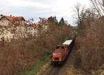 203 405 SWT zu sehen am 24.12.21 mit einem Stahlzug Cheb/Cz- Könitz in Pößneck.