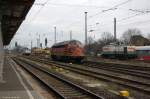 In Stendal trafen sich die My 1155 (227 010-6) Altmark-Rail, 203 166-4 STRABAG Rail GmbH und 140 023-6 PRESS (145 083-2).