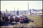 Blick am 3.10.1990 in das bunt gemischt gefüllte BW Gotha. Vorne an mittig z. B. 114445.