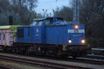 Am Abend des 01.11.2019 stand 204 044-6 mit dem Leerzug nach Poppendorf im Bahnhof Rostock-Bramow.