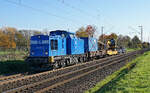Lokomotive 204 007 mit einem Bauzug am 16.11.2022 in Kaarst.