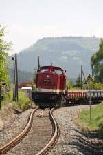 112 565-7 der Press ist mit den Flachwagen die ich am 02.05 im Bahnhof Grhnstdtel fotografiert habe, Richtung Annaberg-Bucholz unterwegs.