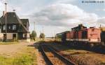 204 790 hlt mit ihrer Regionalbahn nach Saalfeld am 16.9.95 im Keilbahnhof Unterlemnitz auf Gleis 2.