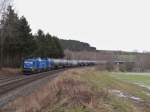 204 033 und 204 016 der PRESS sind am 10.02.12 mit einem Kesselzug in Lengenfeld kurz hinter Marktredwitz zusehen. Der Zug kam von Cheb und ging nach Straubing.