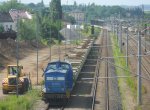 204 005 PRESS steht mit Schotterwagenzug in Werdau.24.06.2012