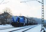 V 104 ( DH 1004 ) der RTB am 30.12.10 mit 4 Zans Knickkessewagen von VTG  mit 33/1090 Aceton in bach - Palenberg ( Rimburg ).