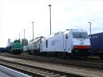 Drei ITL-Dieselloks whrend ihrer Sonntagsruhe: 285 108,  Ludmilla  W232.04 und 111 001 (ex DB 211 160); an der 285 wurde das ITL-Logo zur Seite gerckt und das Logo des Neuwagen-Logistikers BLG