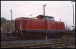 Am 31.10.1992 rangierte D 20 der Bentheimer Eisenbahn im Bahnhof Bad Bentheim.
