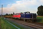 Saar Mosel Rail 212 024-4 mit 225 133-8 und Schotterwagen am 19.07.20 in Beienheim