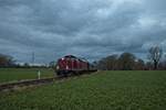 212 079-8 der Museumseisenbahn Hamm erreicht in der Abenddämmerung mit dem Nikolaus-Express Lippborg-Heintrop (05.12.2021) 