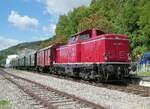 212 261 der Bahnbetriebe Blumberg am 22.08.2026 mit Museumszug in Weizen.