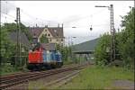 212 311 der Nordbayerischen Eisenbahn schleppt die V1201 (DR V100) der Mittelweserbahn bei Letmathe Richtung Siegen.