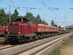 V100 2091 der Vulkaneifelbahn steht zum rangieren bereit in Wittlich Hbf am 24.08.2009 Kurz darauf gesellte sich V 100 2299 dazu.