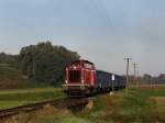 Die 212 249 von Lokomotion mit einem Kohlezug nach Pocking unterwegs am 26.09.2009 auf der Rottalbahn bei Bad Birnbach.