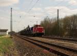 Mit vllig anderem Aussehen brachte die 212 310 -7 den Schotterzug von Railpro wieder zurck. (Die Lok war einfach nur mit der anderen Seite vorraus), ( 06.04.2010, Mangolding)