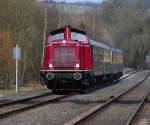 Die 212 007 fuhr am 02.04.2010 mit ihrem Sonderzug zum Dampfspektakel in die Eifel. Genauer gesagt ging es nach Gerolstein. Eigentlich sollte eine V200 den Zug bespannen aber diese verabschiedete sich ...