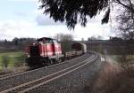 212 024 überführte am 14.02.14 einen Zug mit alten Wagen und Uerdinger Triebwagen nach Zittau. Hier zusehen in Lengenfeld kurz vor Marktredwitz.