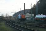 212 297 der NBE durchfhrt am 14.Februar 2014 Lz den Bahnhof Kronach Richtung Saalfeld.