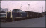212060 rangiert am 120.3.1993 um 8.08 Uhr eine Übergabe im Bahnhof Remagen.