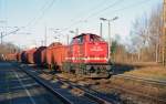 213 339 der Rennsteigbahn zog am 06.01.12 einen Holzzzug durch Leipzig-Thekla Richtung Cottbus.