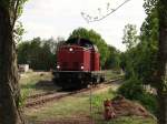 V 100 2335 der NeSA war am 04.05.14 bei den Geraer Eisenbahnwelten als Lok für Führerstandsmitfahrten eingesetzt.