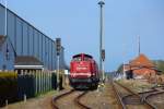 Lok „Marion  der Rennsteigbahn bei Rangierarbeiten auf dem Bahnhof Torgelow. - 23.04.2015 - Am BÜ Borkenstr. aufgenommen.