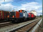 214 001 und 203 120 nach der Rckkehr aus sterreich im Bf Plattling am 29.05.2009