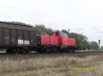 214 005 mit einem Gterzug aus Arneburg am 06.10.2009 in Stendal.