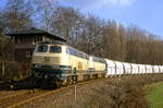 215 022 + 215 024, Ratingen Abzweig Anger, 03.02.1985.