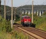 Und Nachschuss auf 215 086-0 als Tfzf in Fahrtrichtung Eisenach. Aufgenommen am 11.08.2012 bei Herleshausen.