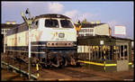 Das einstige BW Aachen West am 25.10.1989: 215027 auf der Drehscheibe