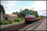 Am 12.05.2020 rangierte EfW 215028-2 einen Zug mit Flachwagen im Bahnhof Hasbergen zusammen, um diesen später nach Bremen zu bringen.