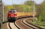 200087 der OHE (ex 216 121) mit Holzzug zwischen Schwerin und Holthusen.