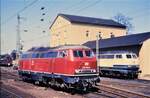 216 200 Bw Kassel fährt am Sonntag, 10.04.1988 ins Bw Bebra ein.